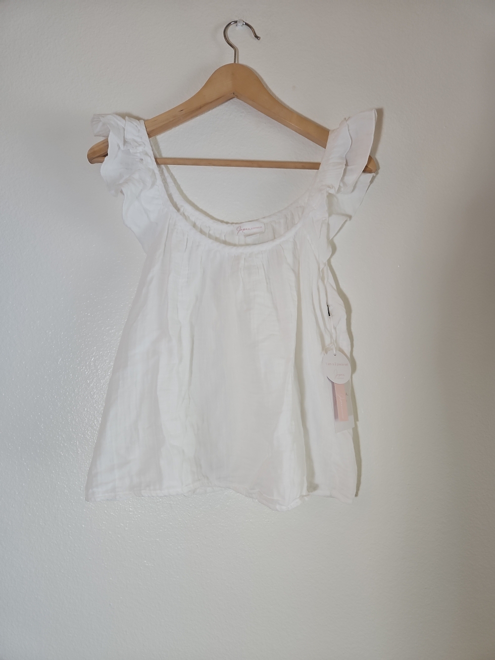 Japna White Gauze Ruffle Sleeve  Sleep Top 100% Cotton